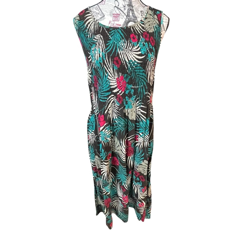 Croft & Barrow Teal and Red Tropical Dress